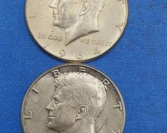 2 Kennedy Half Dollars--90% Silver, Beautiful Coins