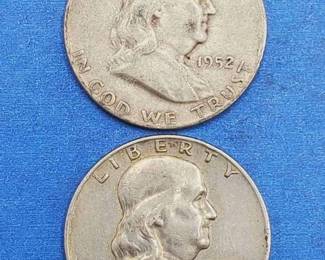 2 Franklin Half Dollars--90% Silver