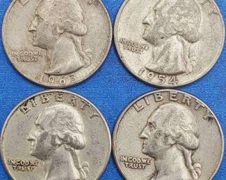 4 Washington Quarters--90% Silver
