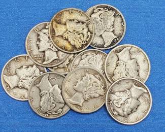 10 Mercury Dimes--90% Silver