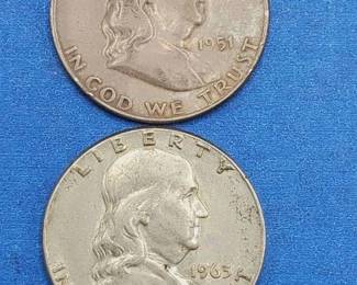 2 Franklin Half Dollars--90% Silver