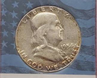 1954 Franklin Half Dollar--90% Silver