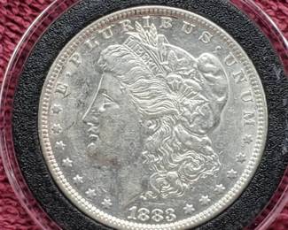 1883 Morgan Silver Dollar in Airtite, Higher Grade