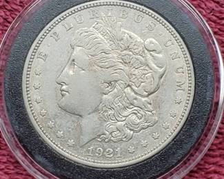 1921-D Morgan Silver Dollar in Airtite, Higher Grade