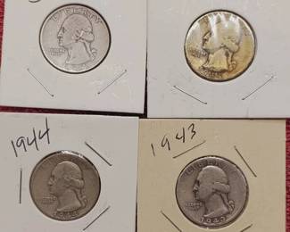 4 Washington Quarters--90% Silver