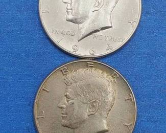 2 Kennedy Half Dollars--90% Silver, Beautiful Coins