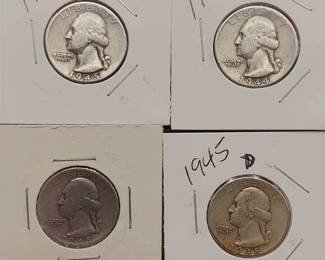 4 Washington Quarters--90% Silver