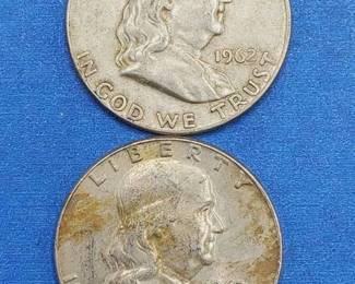 2 Franklin Half Dollars--90% Silver