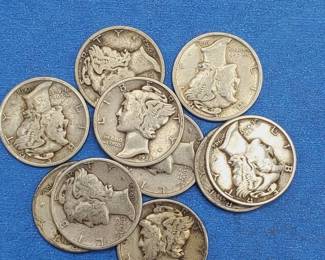 10 Mercury Dimes--90% Silver