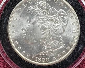 1890-S Morgan Silver Dollar in Airtite, High Grade