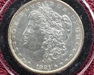 1881-S Morgan Silver Dollar in Airtite, High Grade