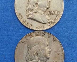 2 Franklin Half Dollars--90% Silver