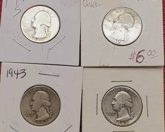 4 Washington Quarters--90% Silver