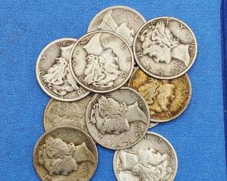 10 Mercury Dimes--90% Silver
