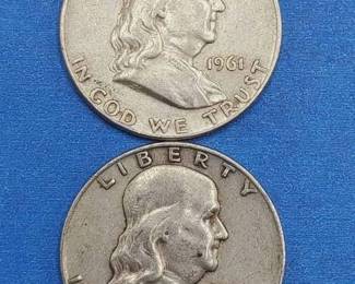 2 Franklin Half Dollars--90% Silver