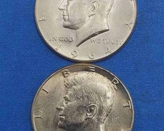 2 Kennedy Half Dollars--90% Silver, Beautiful Coins