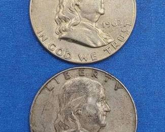 2 Franklin Half Dollars--90% Silver