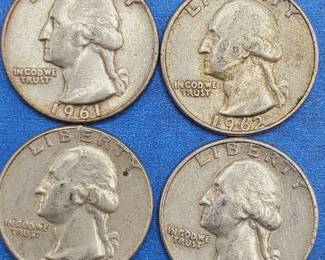 4 Washington Quarters--90% Silver