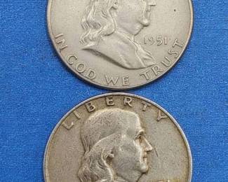 2 Franklin Half Dollars--90% Silver