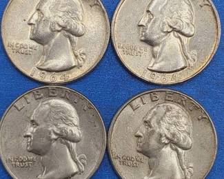 4 Washington Quarters--90% Silver