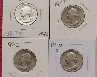 4 Washington Quarters--90% Silver