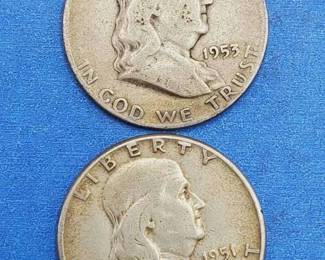 2 Franklin Half Dollars--90% Silver