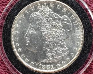 1881-S Morgan Silver Dollar in Airtite, High Grade