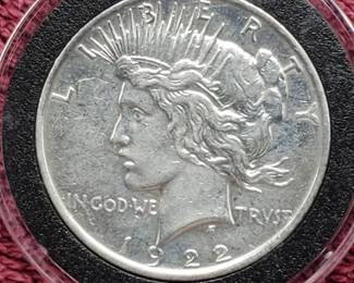 1922 Silver Peace Dollar, Higher Grade