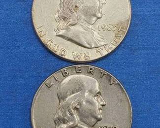 2 Franklin Half Dollars--90% Silver
