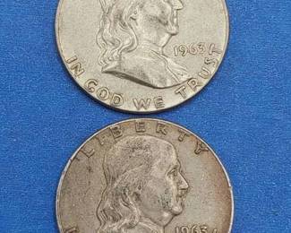 2 Franklin Half Dollars--90% Silver