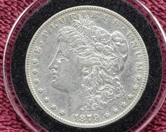 1879 Morgan Silver Dollar in Airtite, Higher Grade