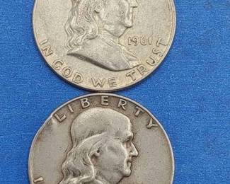 2 Franklin Half Dollars--90% Silver