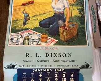 Vintage Mason City IA Business Advertising Calendar 1947