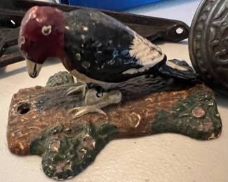 Cast Iron Woodpecker door knocker, possibly Hubley