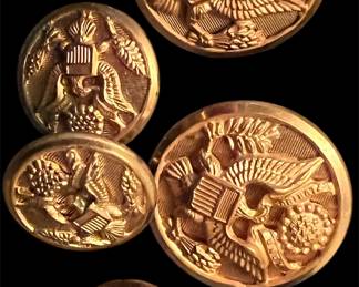 Military Brass Buttons, WWI-WWII Era