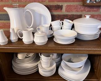 Noritake Progression Pearl White Dinnerware set-Gorgeous Neutral Set with a MCM vibe 