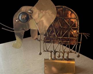 Metal Brutalist Elephant Sculpture 