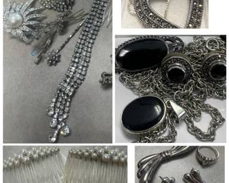 The homeowner sold Celebrity Jewelry at one point.  Many pieces of Marcasite and some Sterling. 