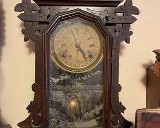 One of three Antique Mantle Clocks-works with key
