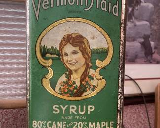 Large Vermont Maid Maple Syrup Tin,  beautiful graphics