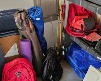 Lawn chairs and backpacks