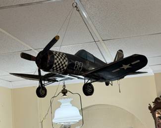 large vintage metal airplane model decor