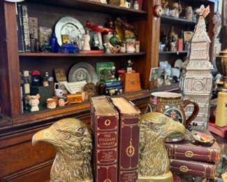 Vinage brass eagle book ends and collectibles