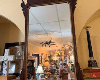 Antique Mahogany Chippendale framed mirror with gilt carved eagle, Strasberg, PA