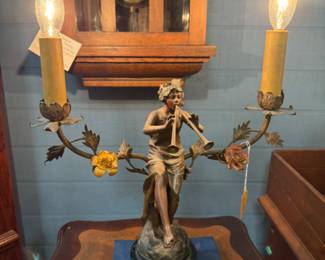 antique french art nouveau danseuse spectre figural lamp