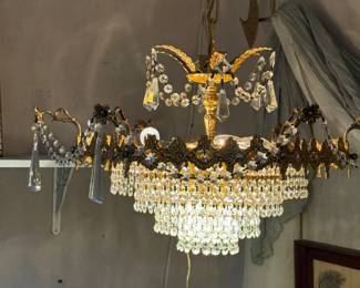 European 50s/60s crystal chandelier, made in Europe