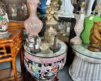 Pair of Chinese Urns on Stands