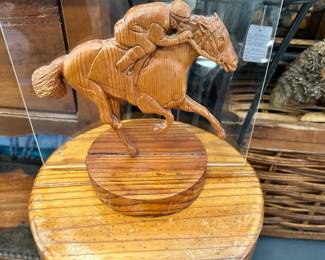Vintage Carved Racehorse on Lucite