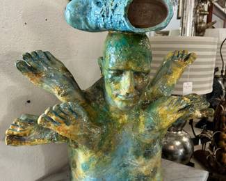 Eccentric Brutalist Pottery Bust