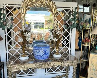Foliate-carved Silvergilt Console and Mirror